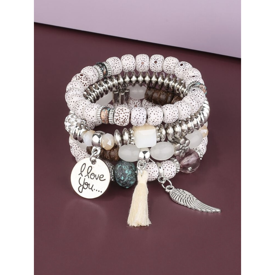 Bracelet perles blanc lot x4