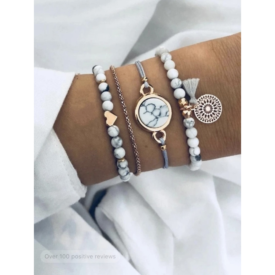 Bracelet x4 perle blanc