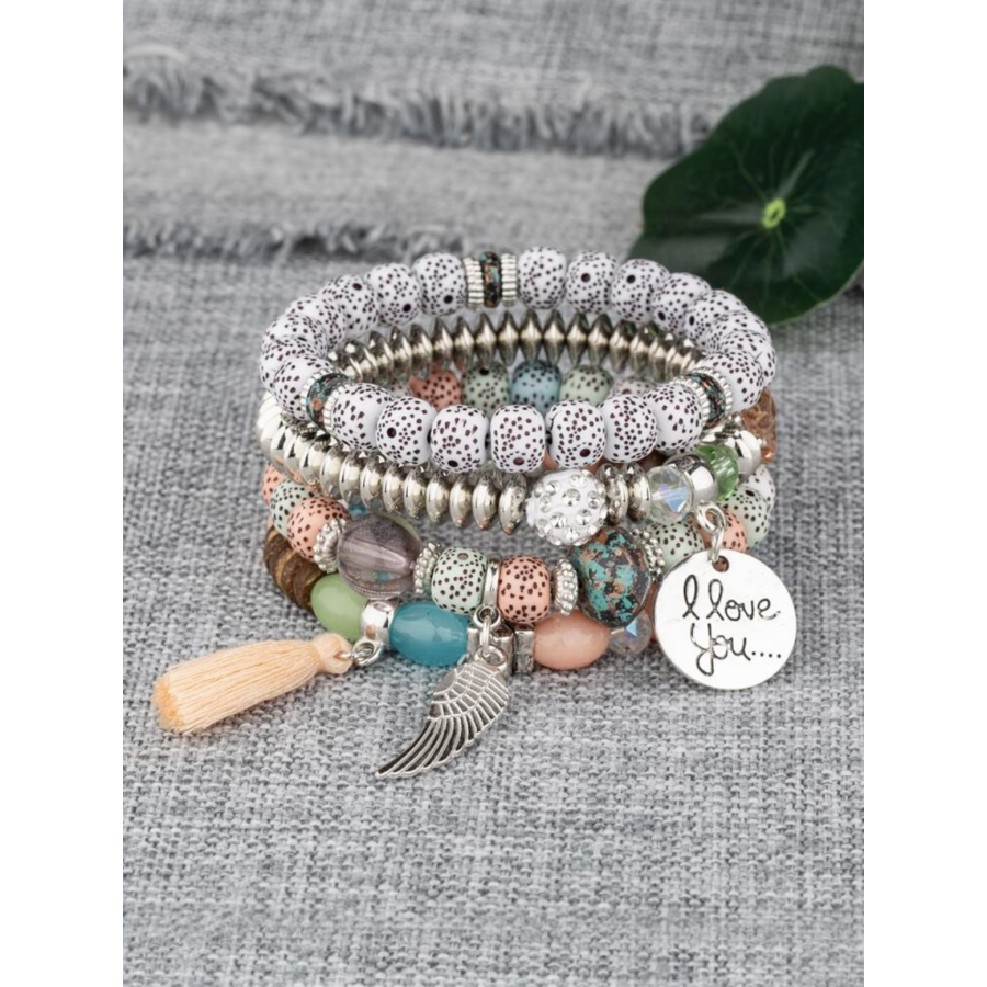 Bracelet perles couleur lot x4