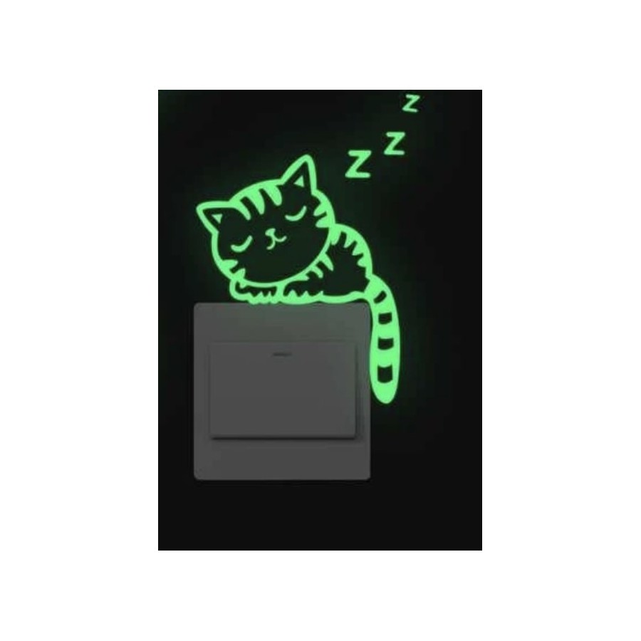 Autocollant fluo lumiere chat vert modele 2