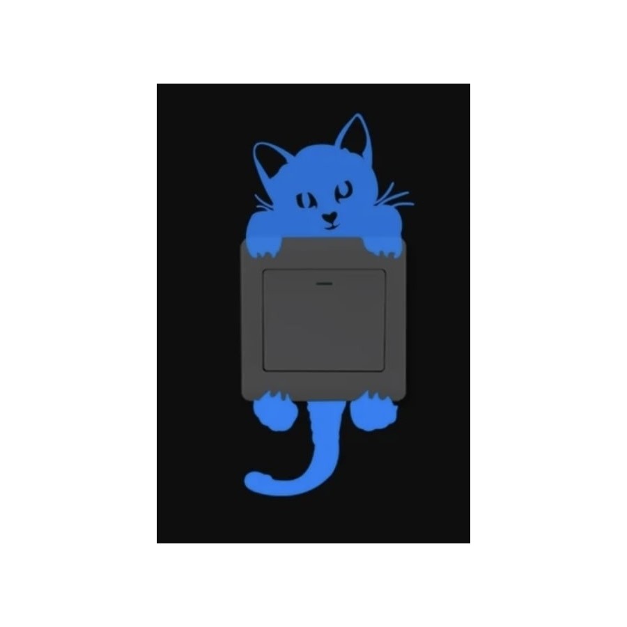 Autocollant fluo lumiere chat bleu modele 1