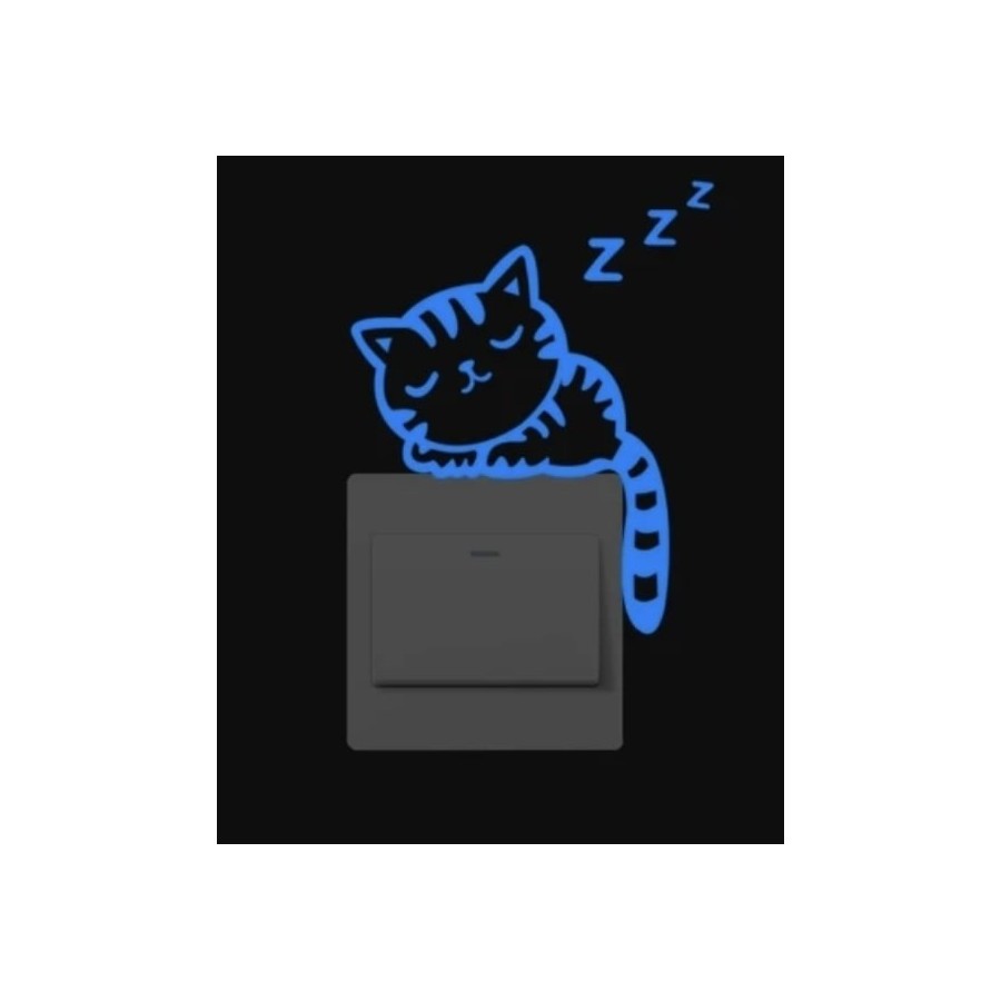 Autocollant fluo lumiere chat bleu modele 2