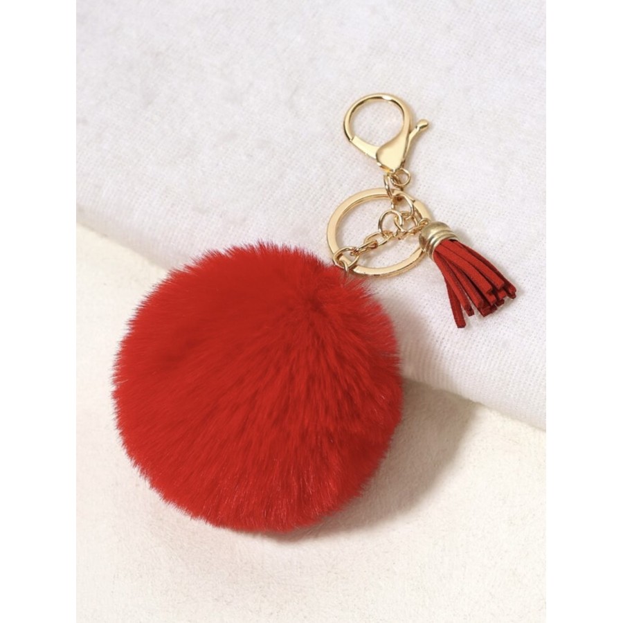 Porte clé pompom rouge