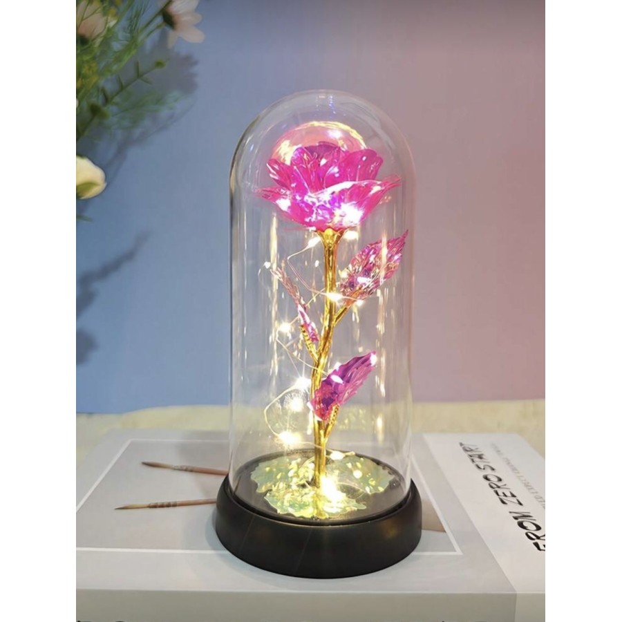 Rose éternelle sous cloche 18cm