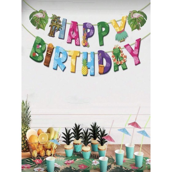 Banderole tropical Happy Birthday