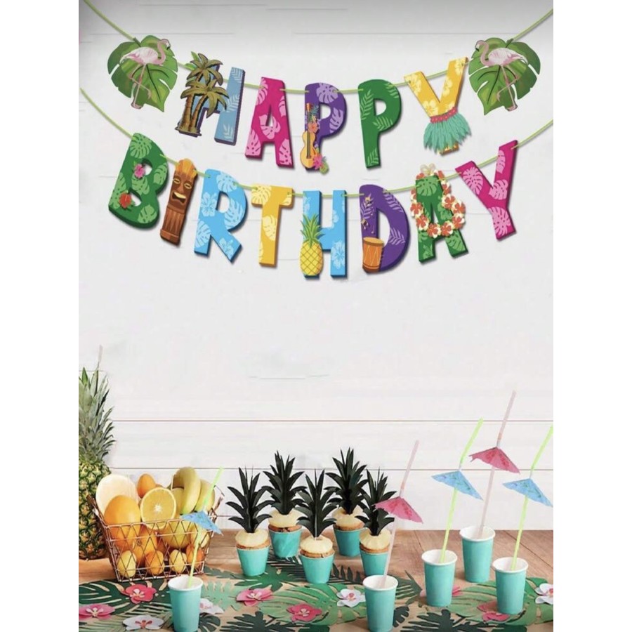 Banderole tropical Happy Birthday