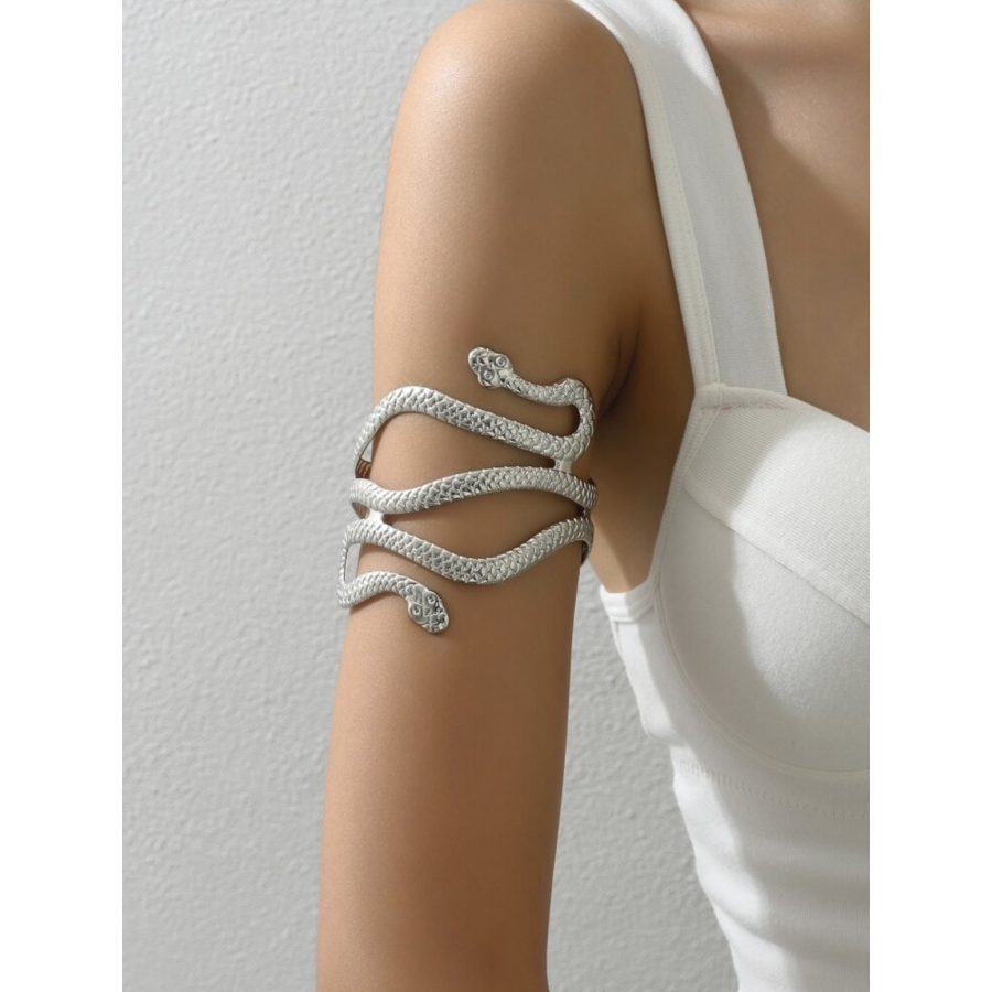 Bracelet bras serpent épais argenté